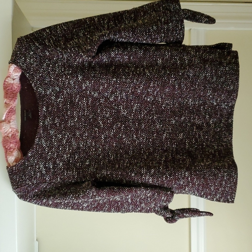 Ann Taylor 3/4 Sleeve Textured Tweed Top